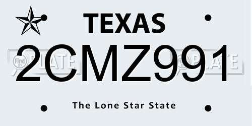 2CMZ991 Texas License Plate