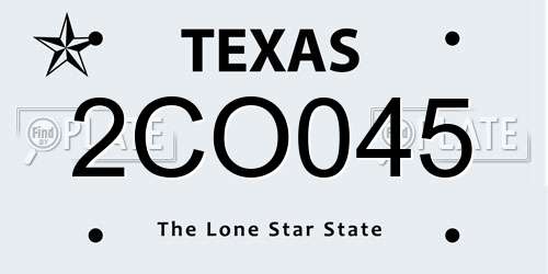 2CO045 Texas License Plate