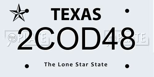 2COD48 Texas License Plate