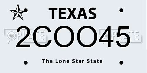 2COO45 Texas License Plate