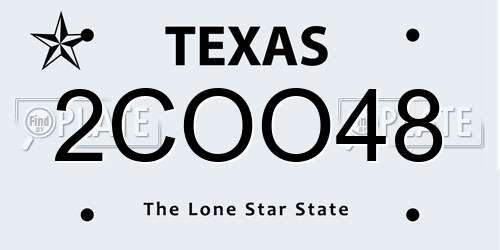 2COO48 Texas License Plate