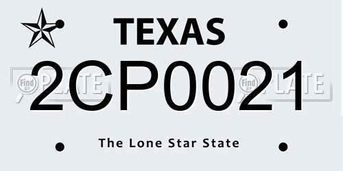 2CP0021 Texas License Plate