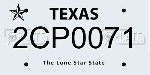 2CP0071 Texas License Plate