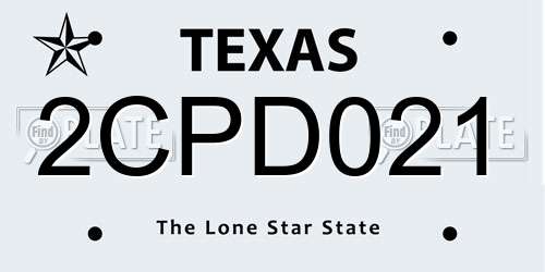2CPD021 Texas License Plate