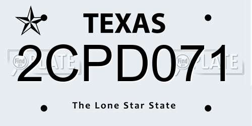 2CPD071 Texas License Plate