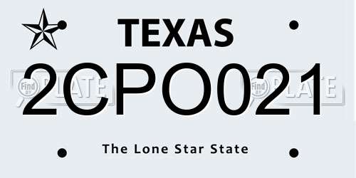2CPO021 Texas License Plate