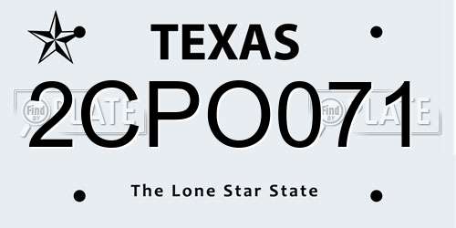 2CPO071 Texas License Plate