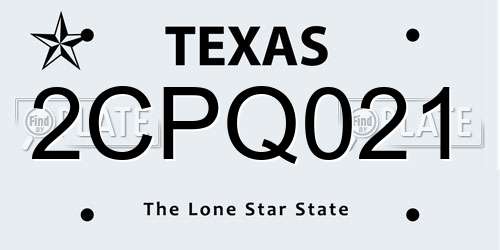 2CPQ021 Texas License Plate