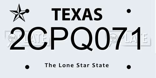 2CPQ071 Texas License Plate
