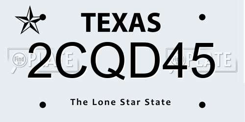 2CQD45 Texas License Plate