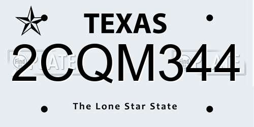 2CQM344 Texas License Plate