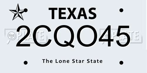 2CQO45 Texas License Plate