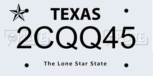 2CQQ45 Texas License Plate