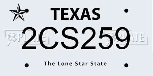 2CS259 Texas License Plate