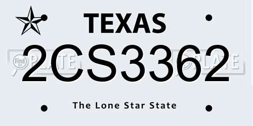 2CS3362 Texas License Plate