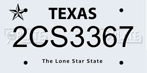 2CS3367 Texas License Plate