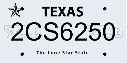 2CS6250 Texas License Plate