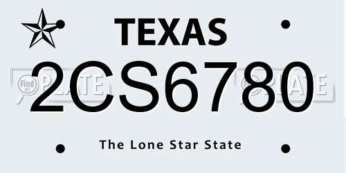 2CS6780 Texas License Plate