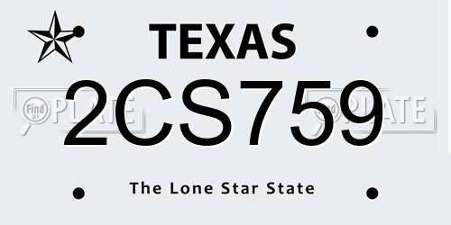 2CS759 Texas License Plate