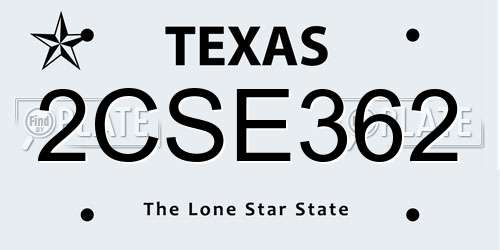 2CSE362 Texas License Plate