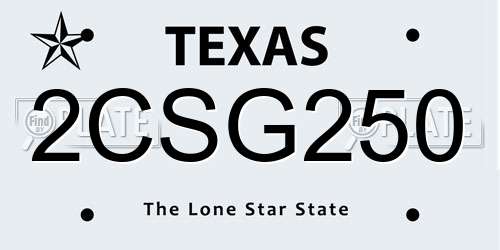 2CSG250 Texas License Plate