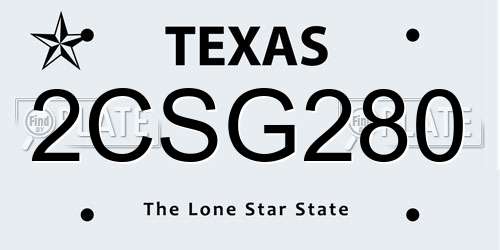 2CSG280 Texas License Plate