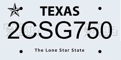 2CSG750 Texas License Plate