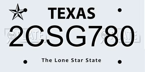 2CSG780 Texas License Plate