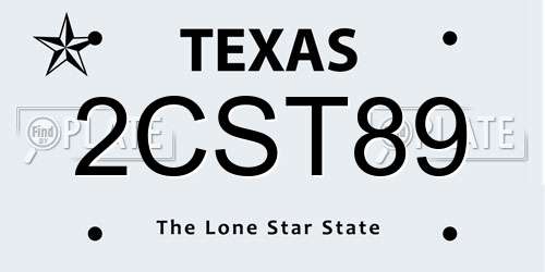2CST89 Texas License Plate