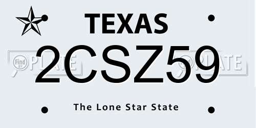 2CSZ59 Texas License Plate