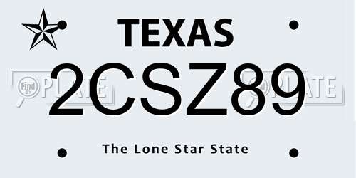 2CSZ89 Texas License Plate