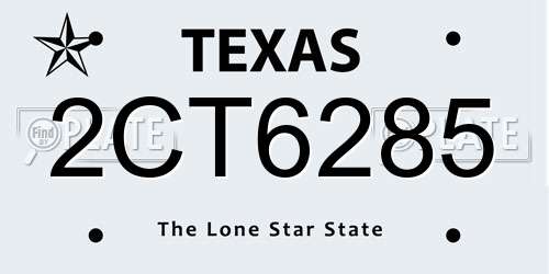 2CT6285 Texas License Plate