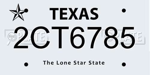 2CT6785 Texas License Plate
