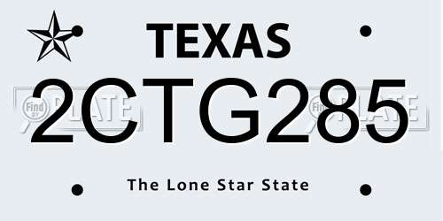 2CTG285 Texas License Plate