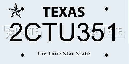 2CTU351 Texas License Plate
