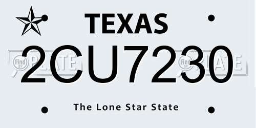 2CU7230 Texas License Plate