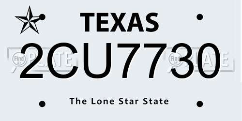 2CU7730 Texas License Plate