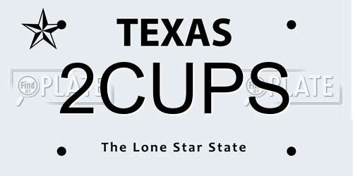 2CUPS Texas License Plate