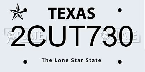 2CUT730 Texas License Plate
