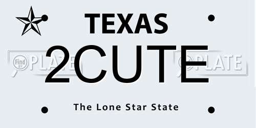 2CUTE Texas License Plate