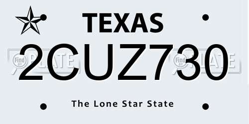 2CUZ730 Texas License Plate