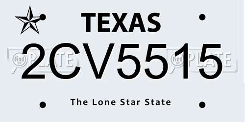 2CV5515 Texas License Plate
