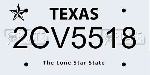 2CV5518 Texas License Plate