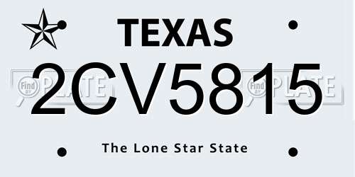 2CV5815 Texas License Plate