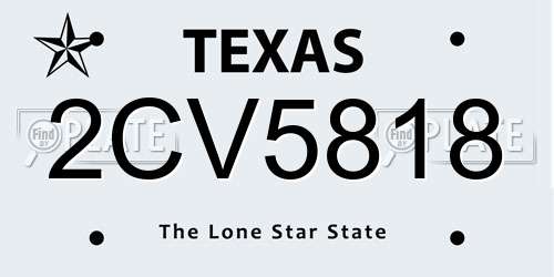 2CV5818 Texas License Plate