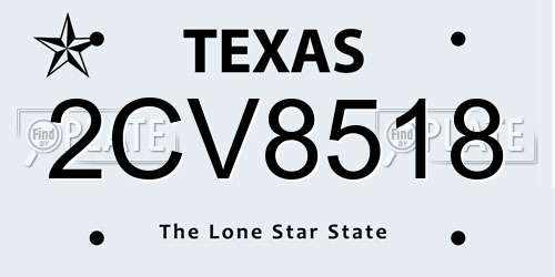 2CV8518 Texas License Plate
