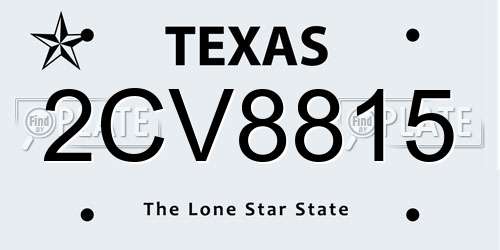 2CV8815 Texas License Plate