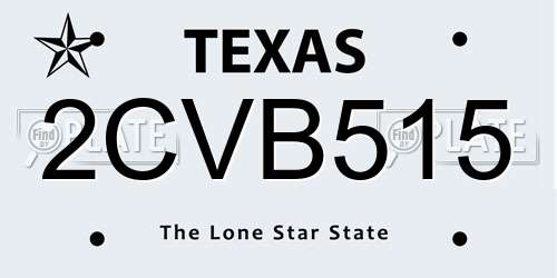 2CVB515 Texas License Plate