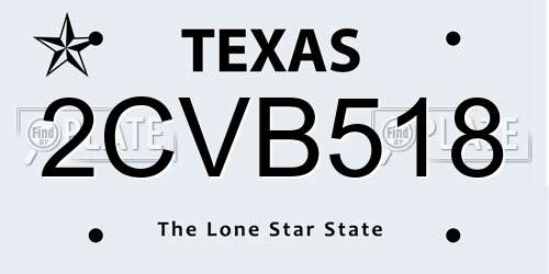 2CVB518 Texas License Plate