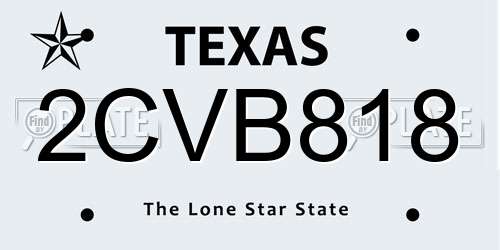 2CVB818 Texas License Plate